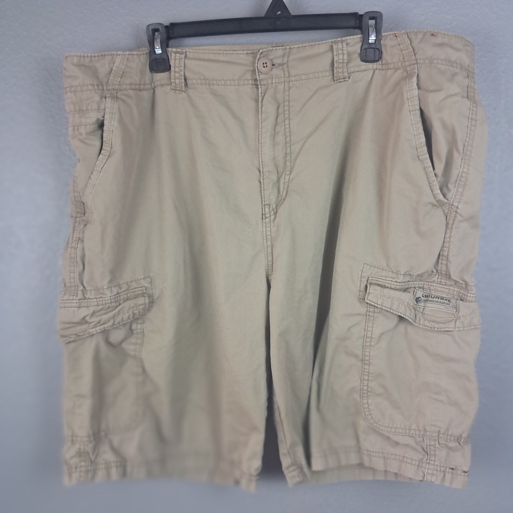 Unionbay Mens Tan Khaki Cargo Shorts Relaxed Fit Cotton Twill YB61695 Size 36